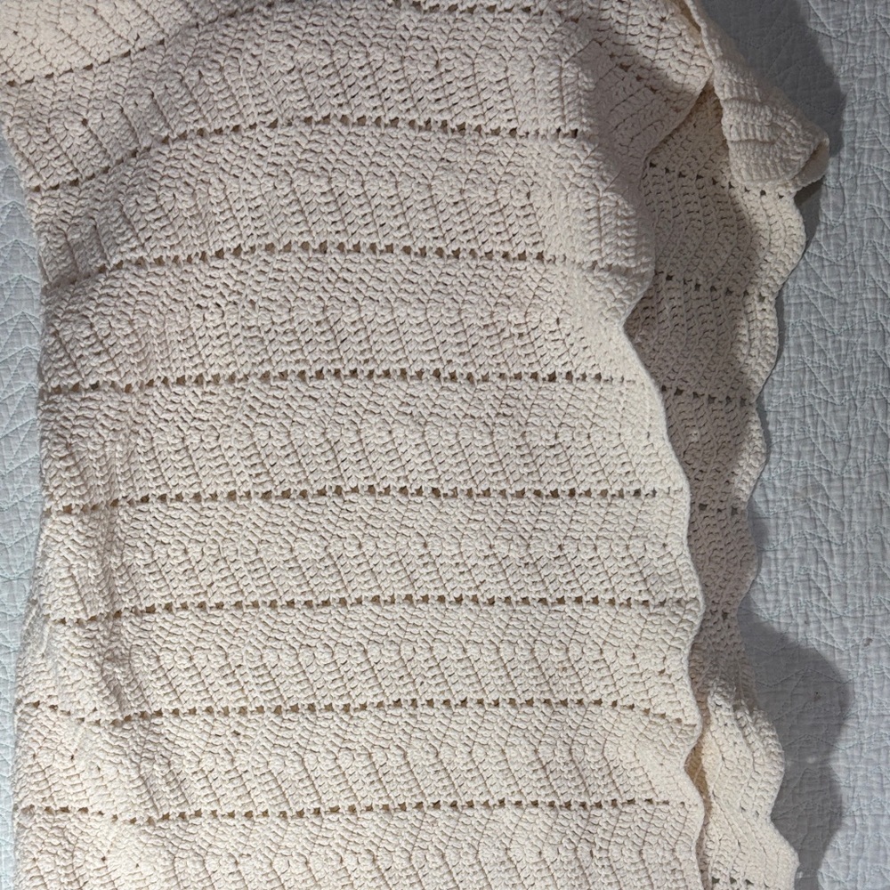 Cream Knit Blanket Afghan